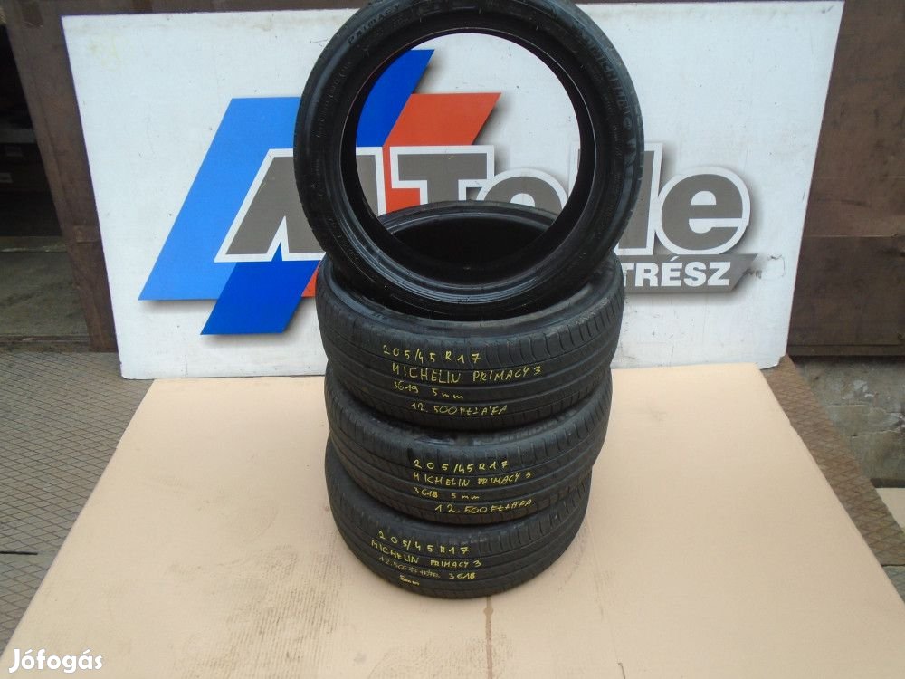 ÁR / db [GYÁRI BONTOTT] MICHELIN - PRMACY 3 | 205/45R17 | 3619 | 5mm